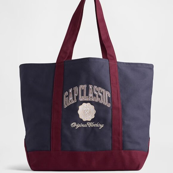 GAP Handbags - GAP Navy Blue Varsity Logo Tote Bag/NWT
